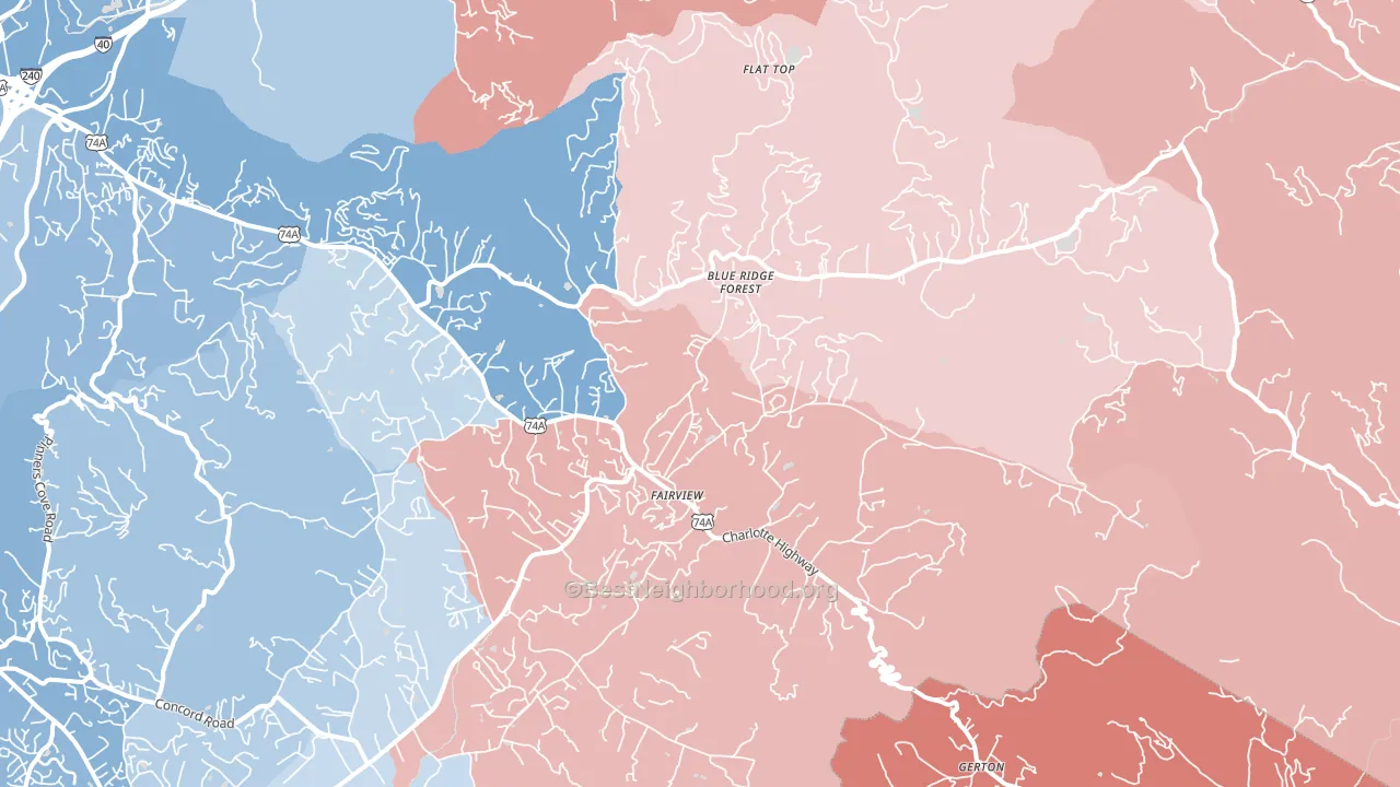 28730, NC block-group political-lean map