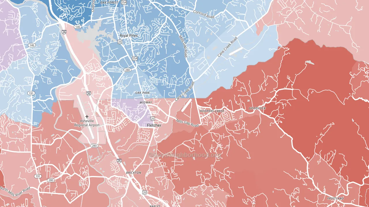 28732, NC block-group political-lean map