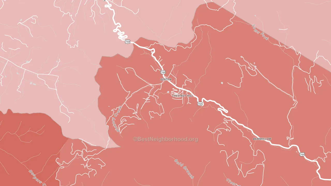 28735, NC block-group political-lean map