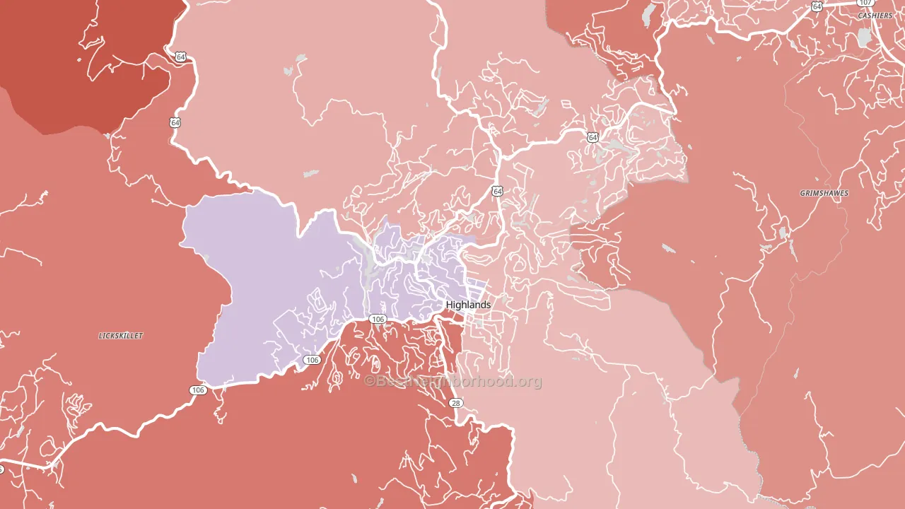 28741, NC block-group political-lean map