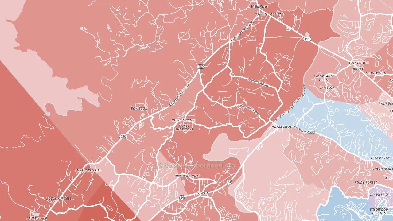 28742, NC block-group political-lean map