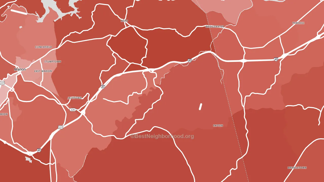 28761, NC block-group political-lean map