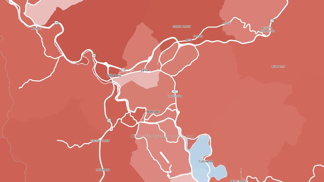 28779, NC block-group political-lean map