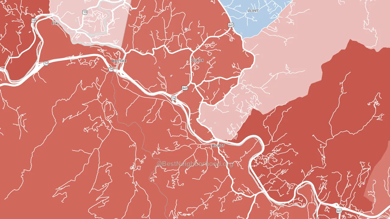 28789, NC block-group political-lean map