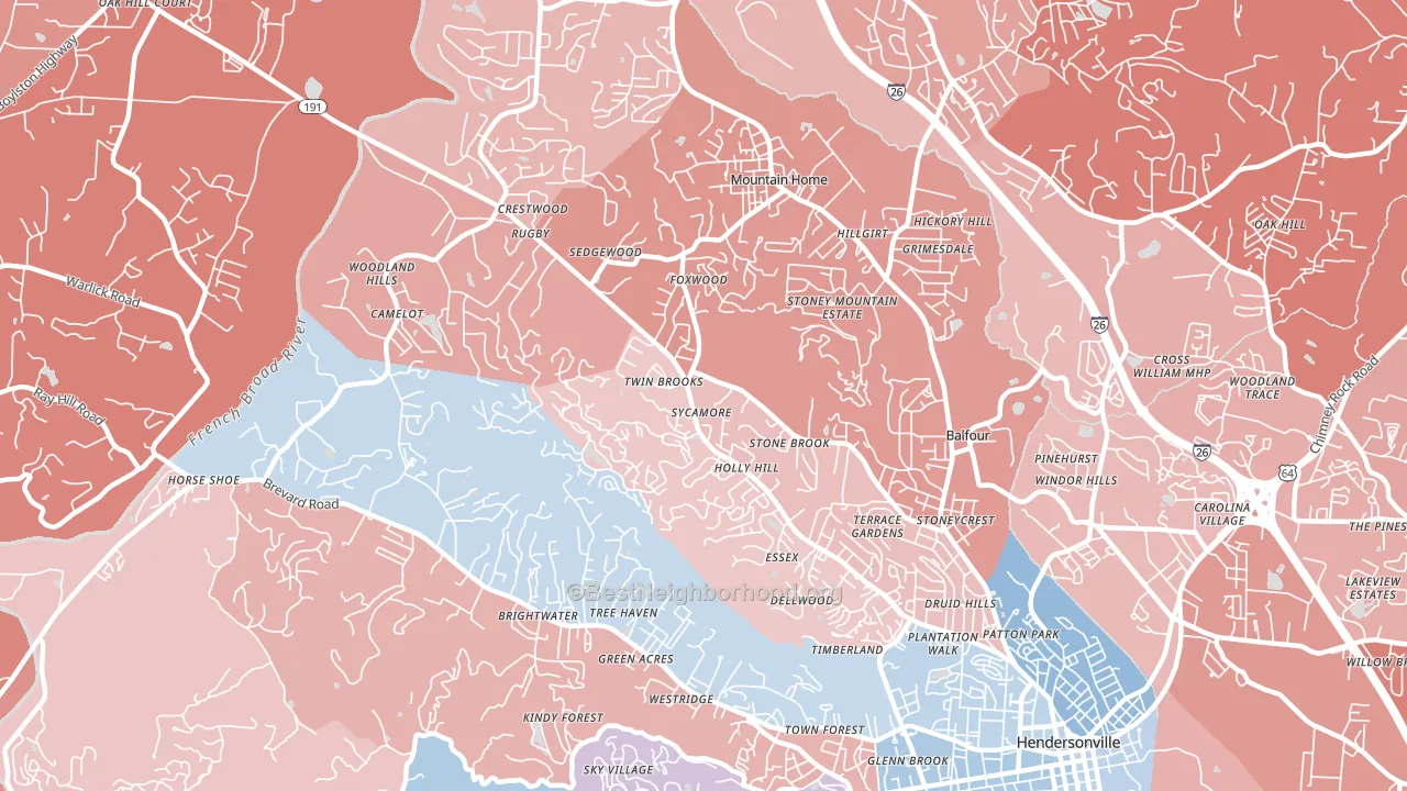 28791, NC block-group political-lean map