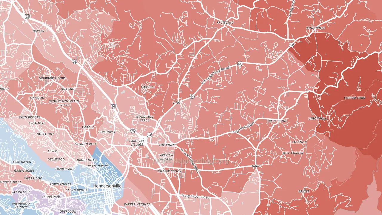 28792, NC block-group political-lean map