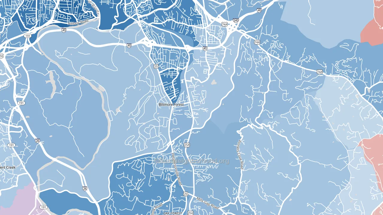 28803, NC block-group political-lean map