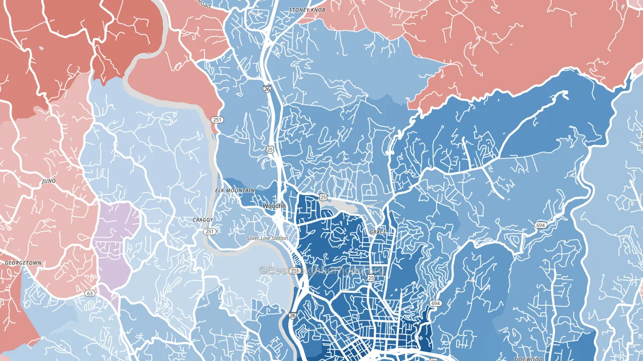 28804, NC block-group political-lean map