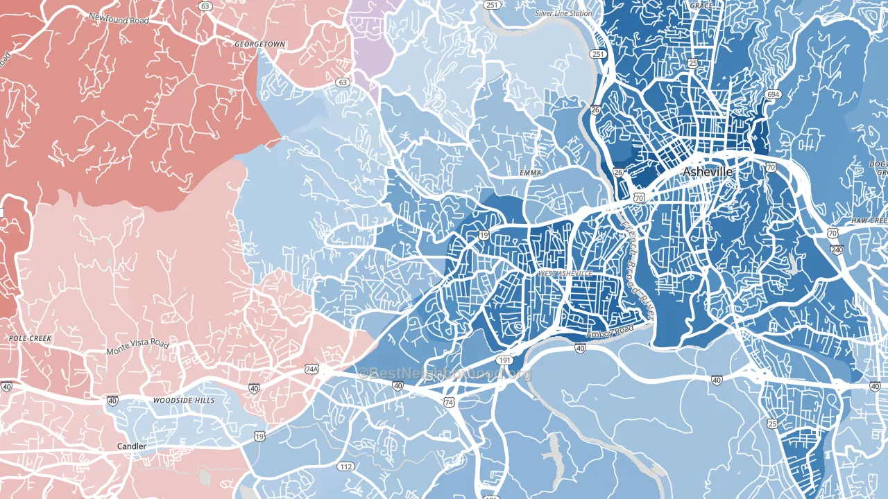 28806, NC block-group political-lean map