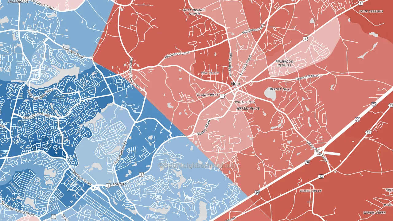 29045, SC block-group political-lean map