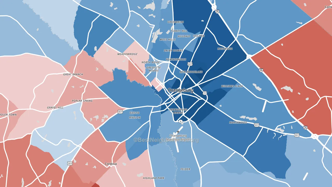 29115, SC block-group political-lean map