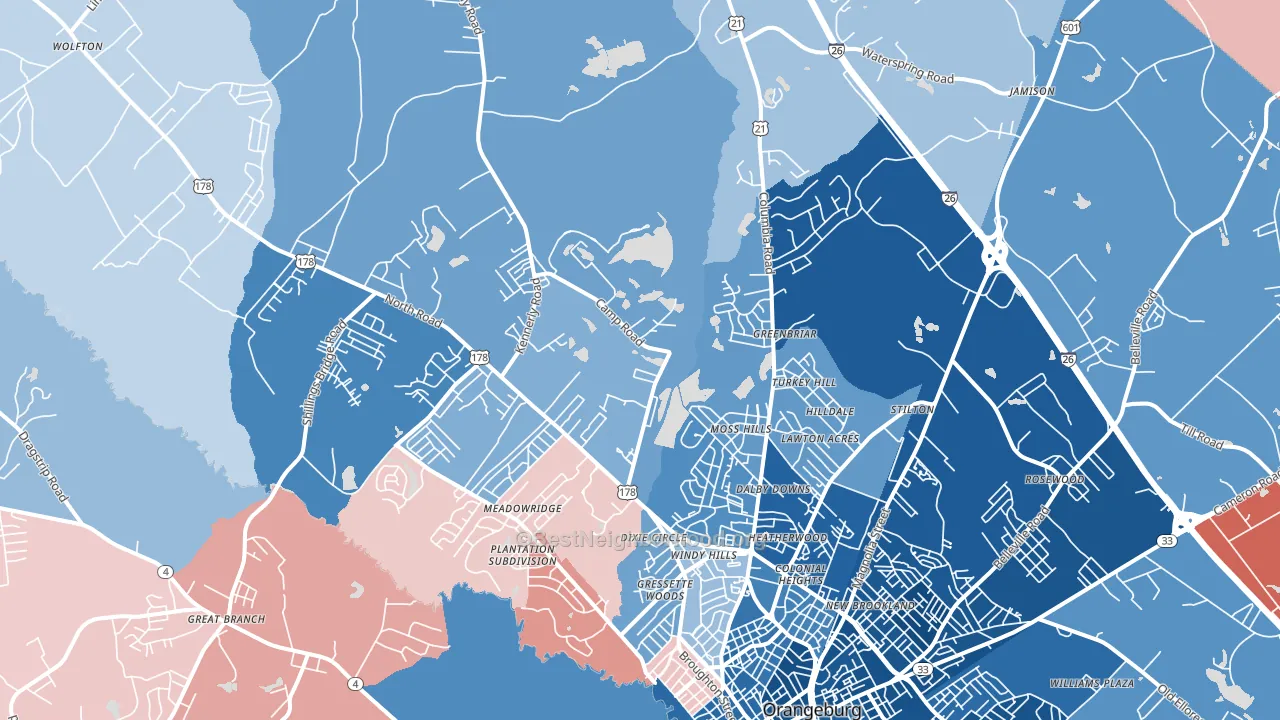 29118, SC block-group political-lean map