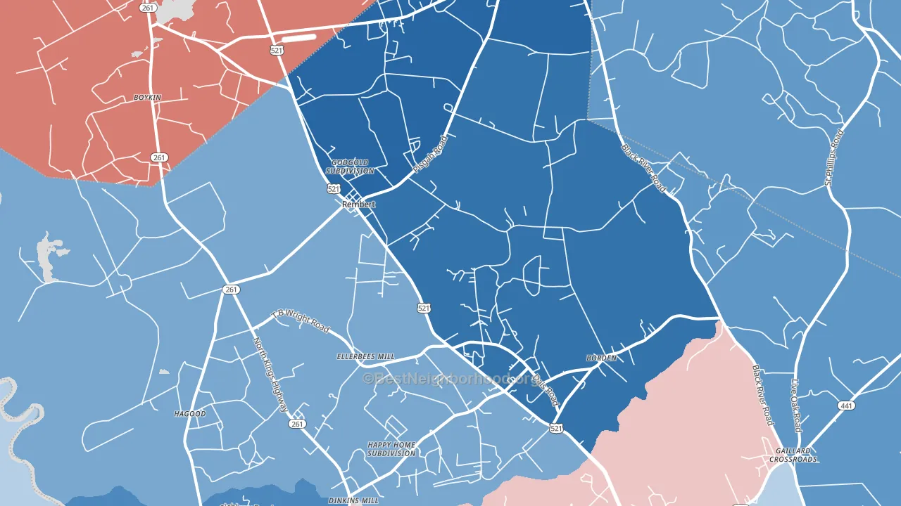 29128, SC block-group political-lean map