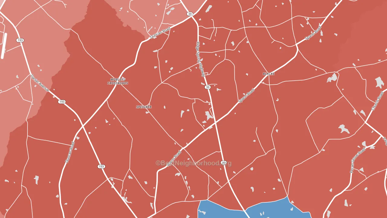 29166, SC block-group political-lean map