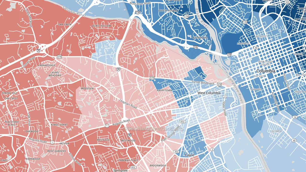 29169, SC block-group political-lean map
