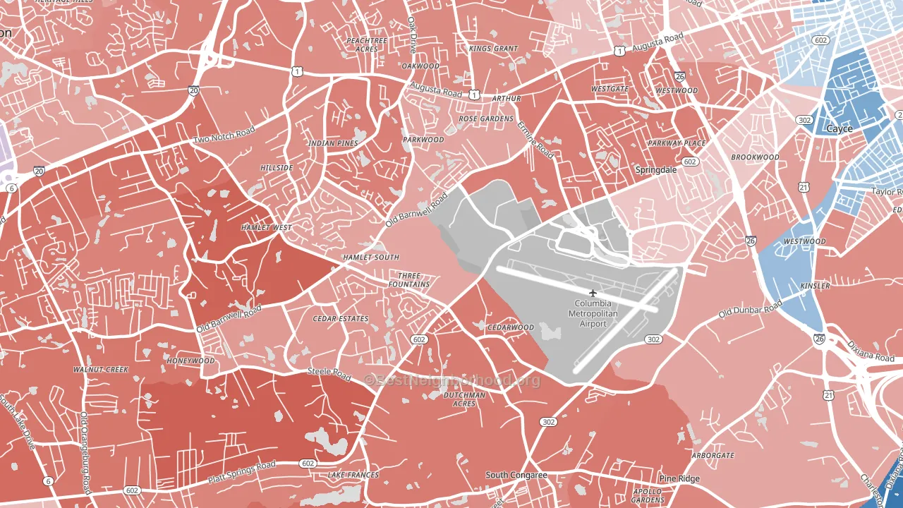 29170, SC block-group political-lean map