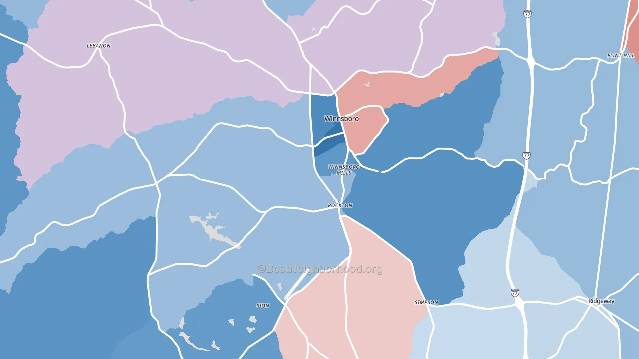 29180, SC block-group political-lean map