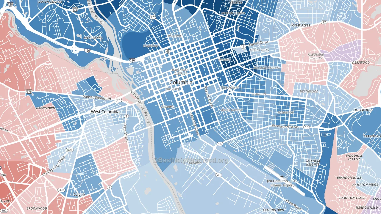 29201, SC block-group political-lean map