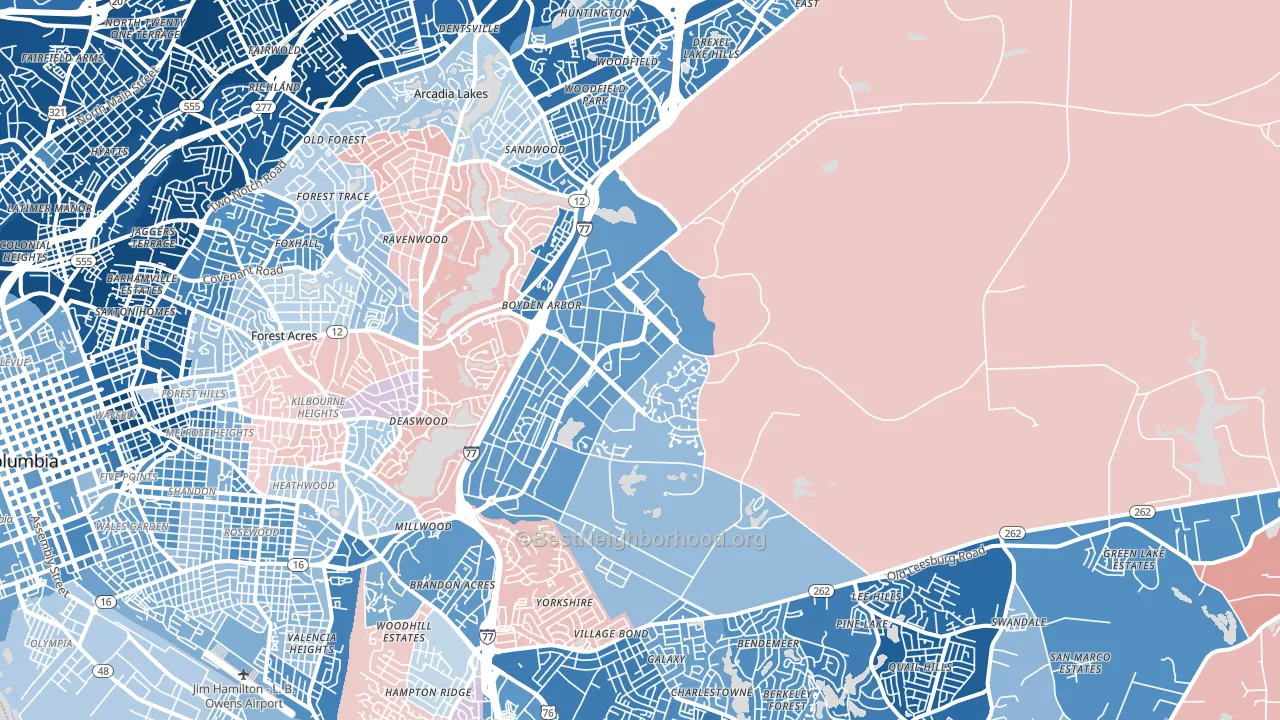 29207, SC block-group political-lean map