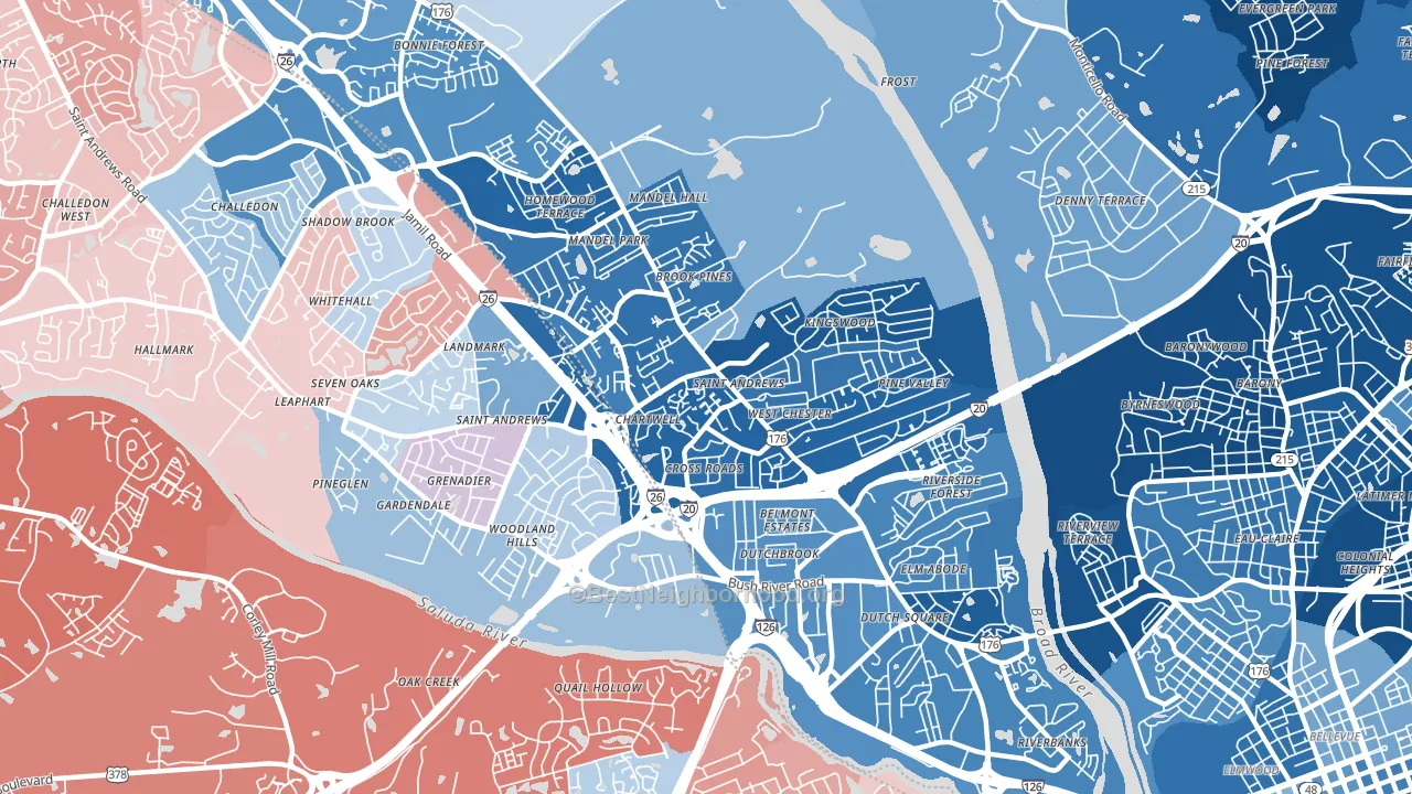 29210, SC block-group political-lean map