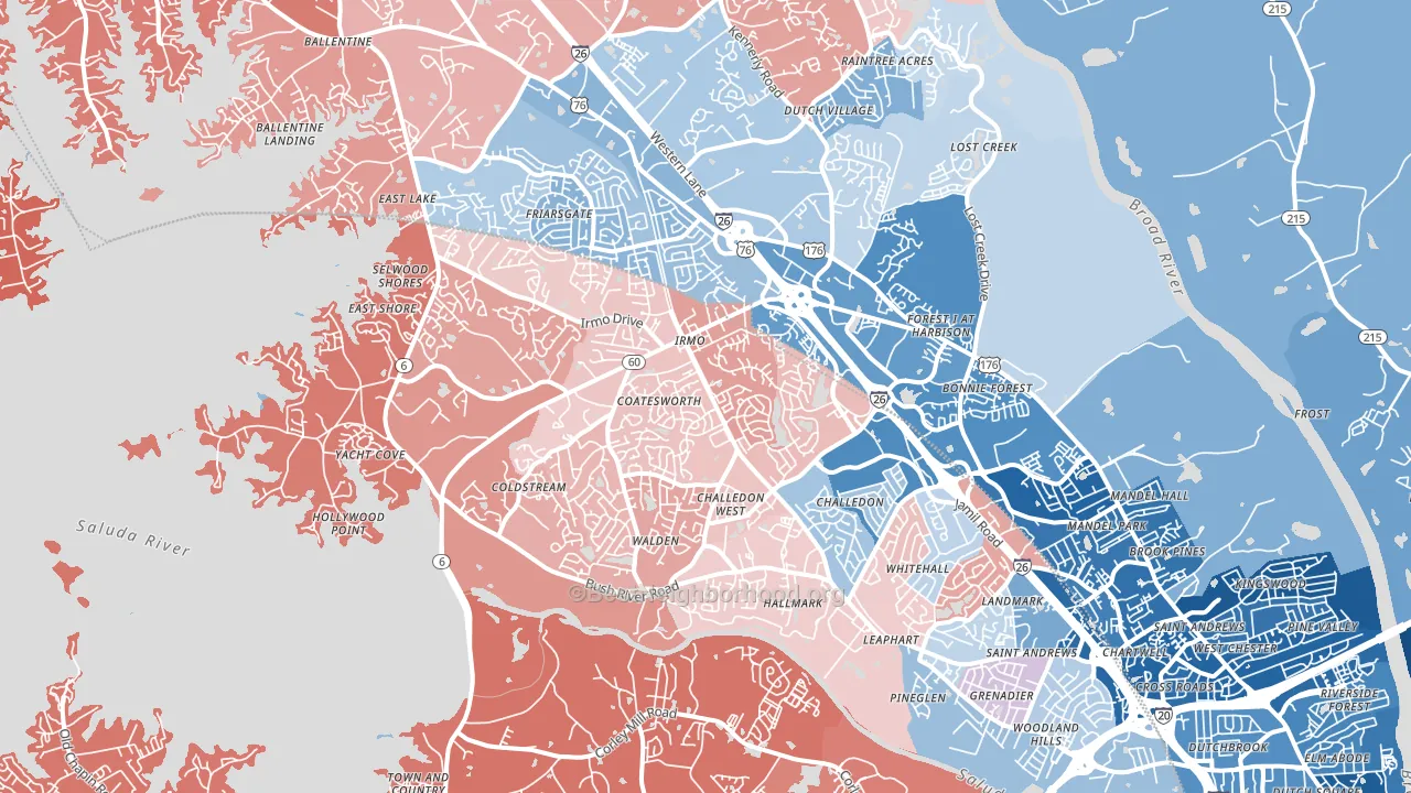 29212, SC block-group political-lean map