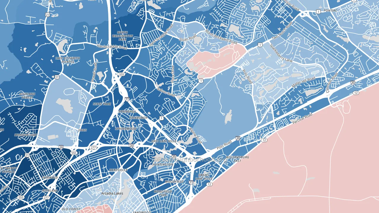 29223, SC block-group political-lean map