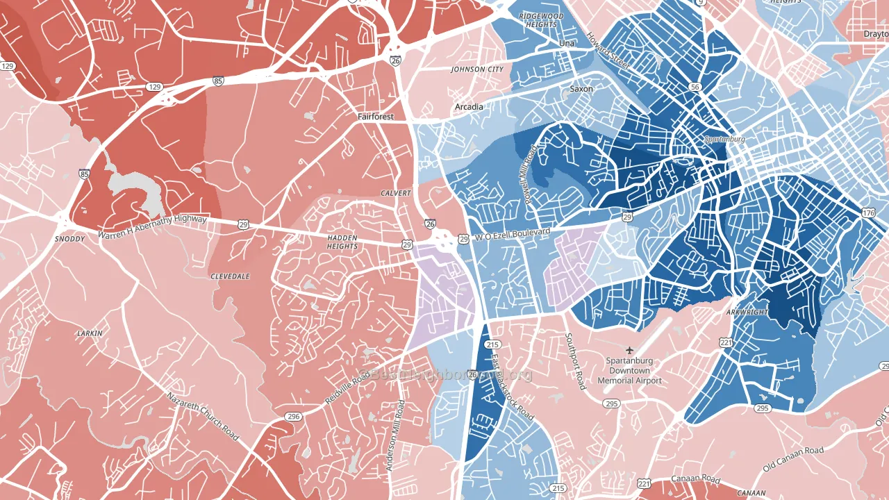 29301, SC block-group political-lean map