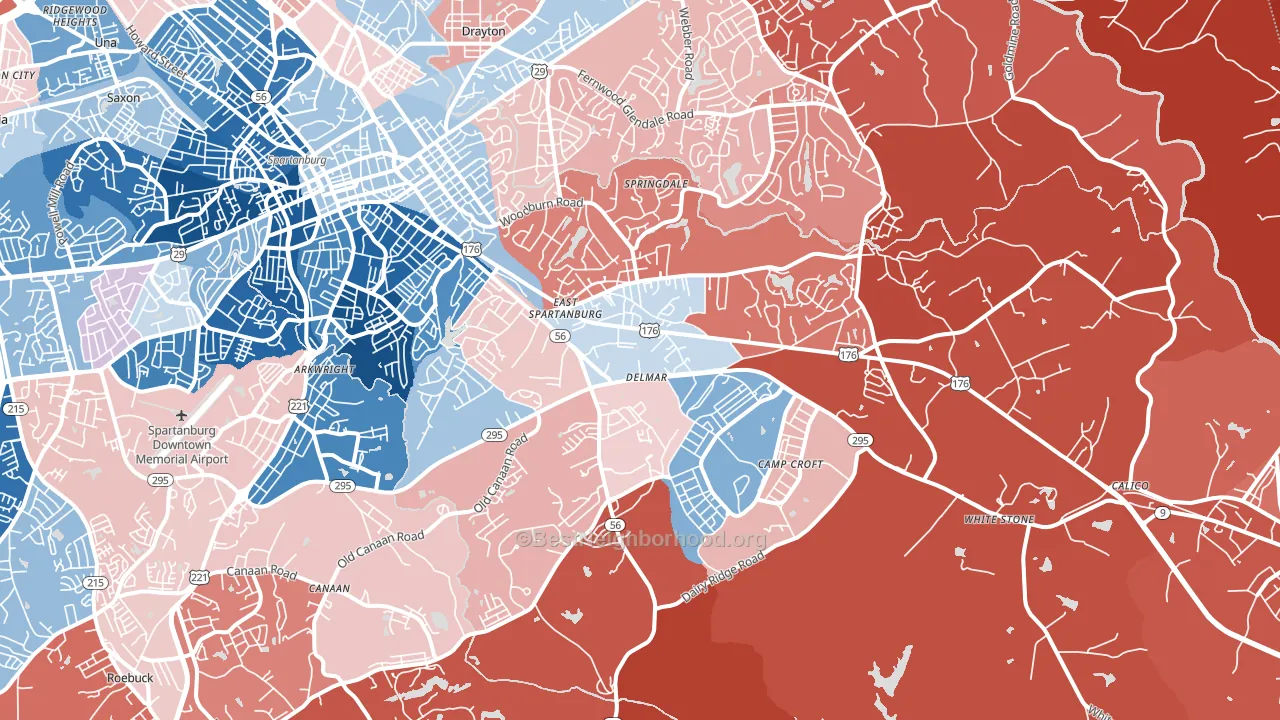 29302, SC block-group political-lean map