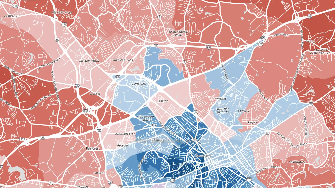 29303, SC block-group political-lean map