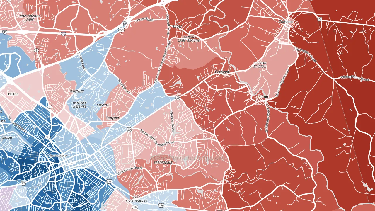 29307, SC block-group political-lean map