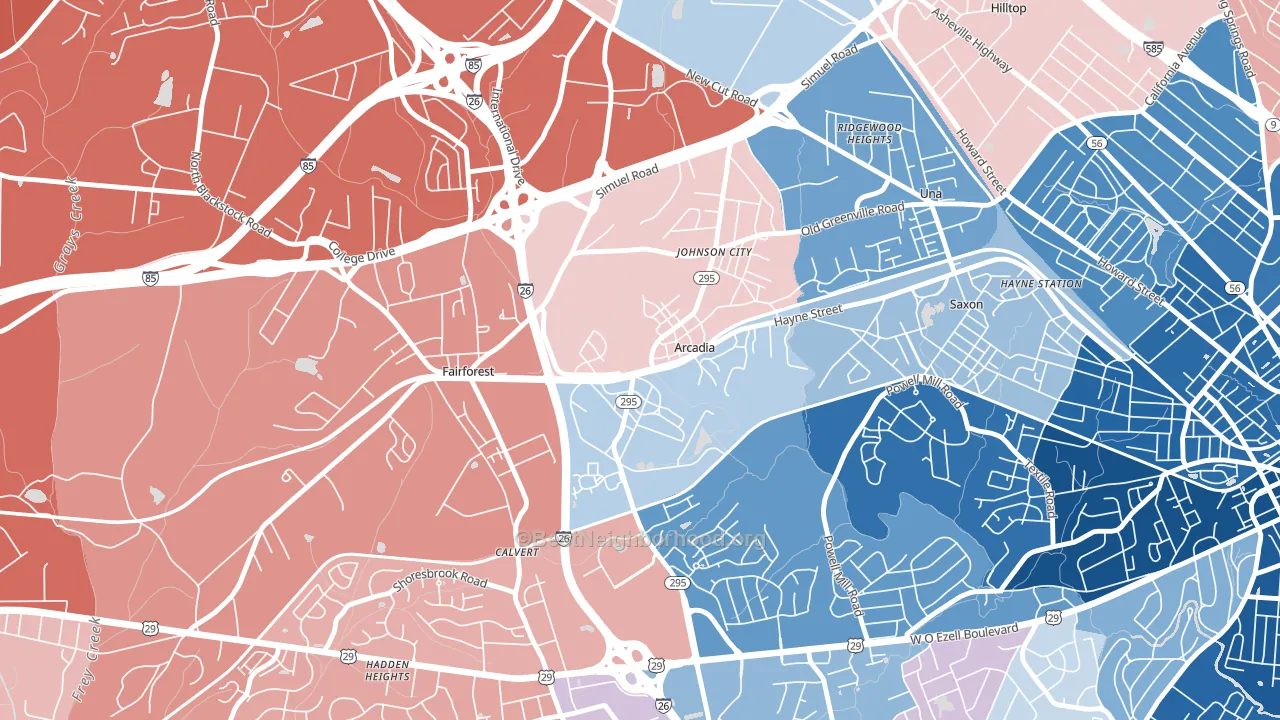 29320, SC block-group political-lean map