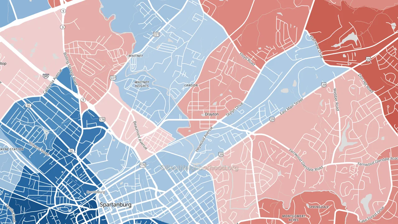 29333, SC block-group political-lean map