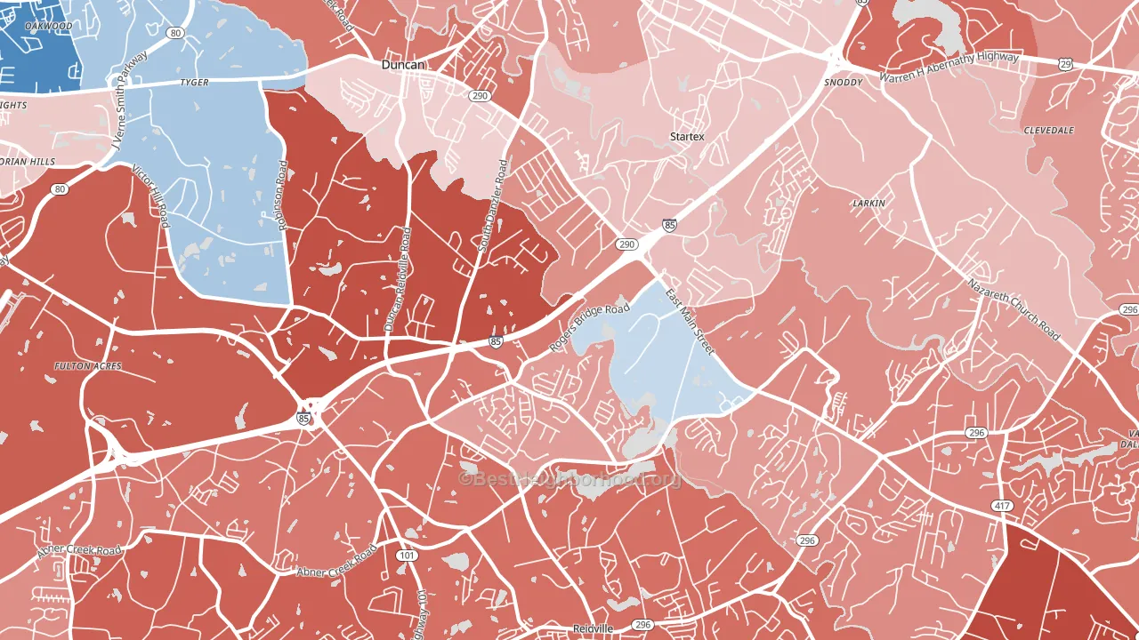 29334, SC block-group political-lean map