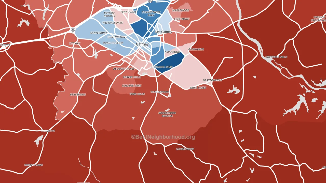 29340, SC block-group political-lean map