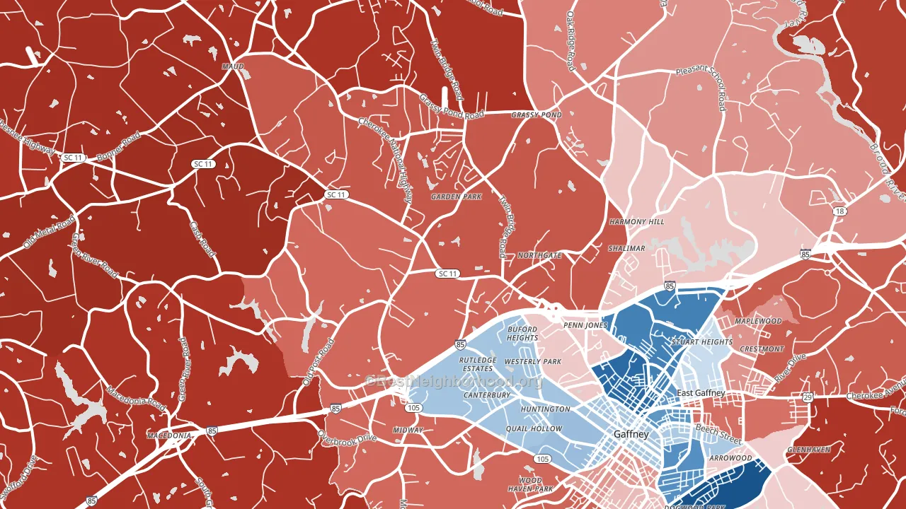 29341, SC block-group political-lean map