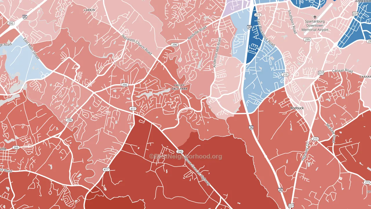 29369, SC block-group political-lean map