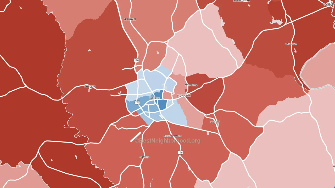 29379, SC block-group political-lean map