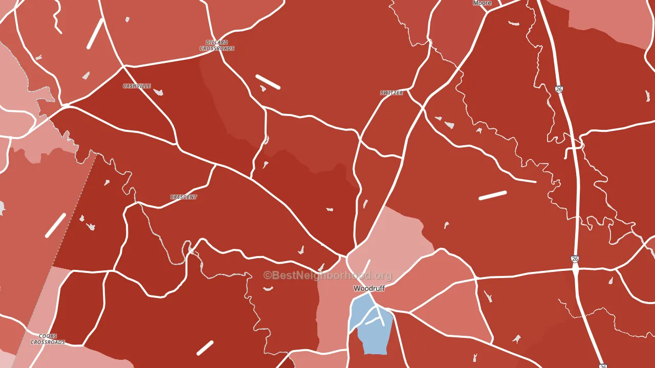 29388, SC block-group political-lean map