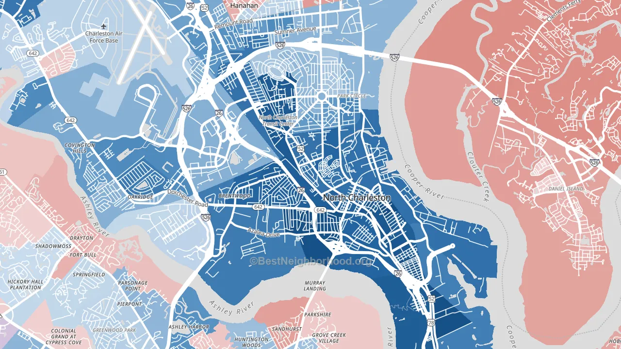 29405, SC block-group political-lean map