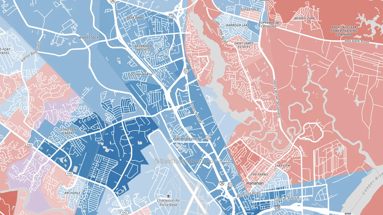 29406, SC block-group political-lean map