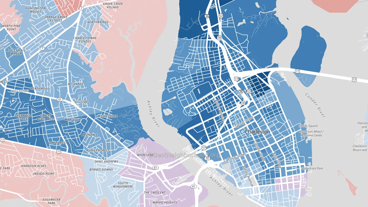 29409, SC block-group political-lean map
