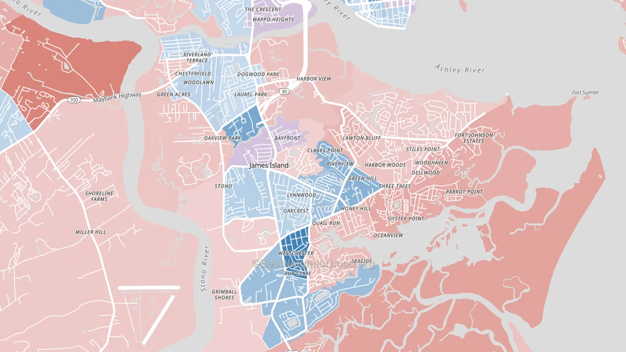 29412, SC block-group political-lean map