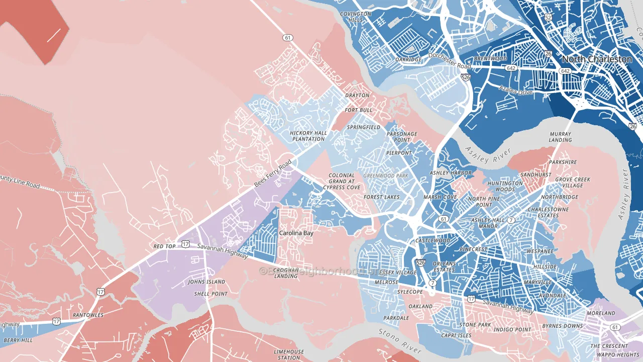 29414, SC block-group political-lean map