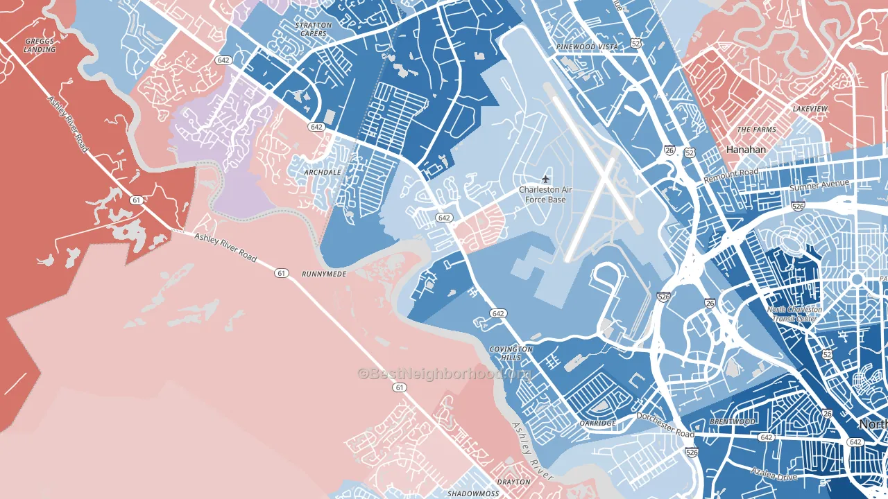 29418, SC block-group political-lean map