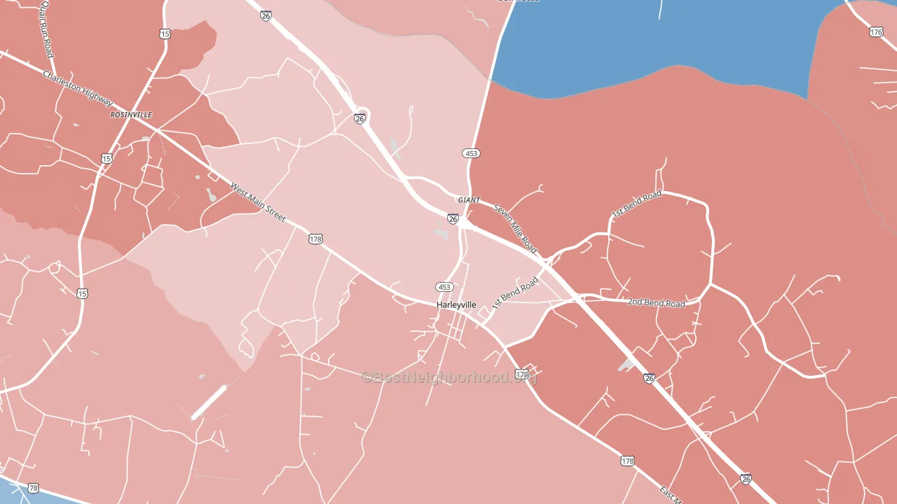 29448, SC block-group political-lean map