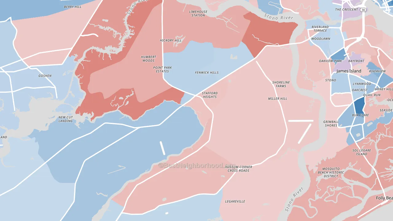 29455, SC block-group political-lean map