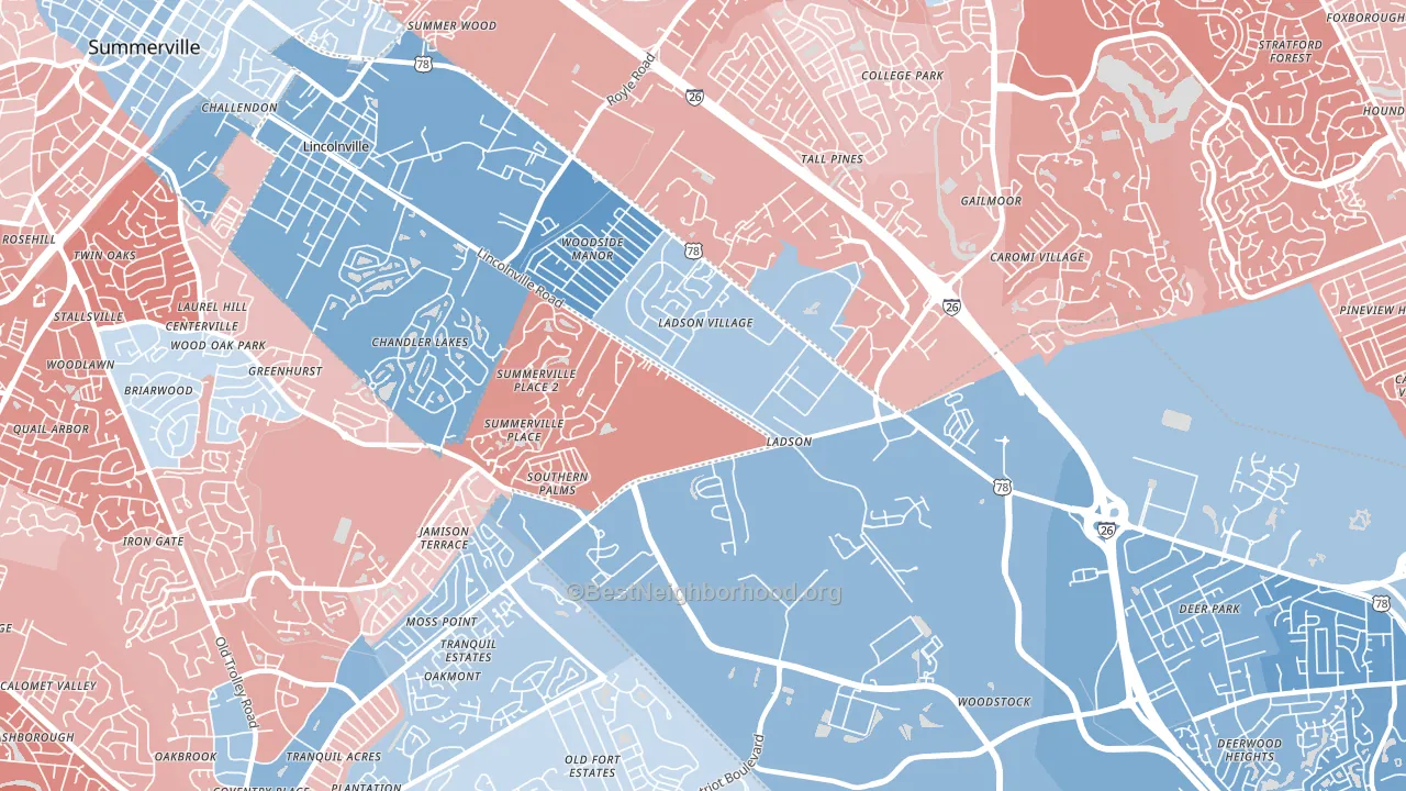 29456, SC block-group political-lean map