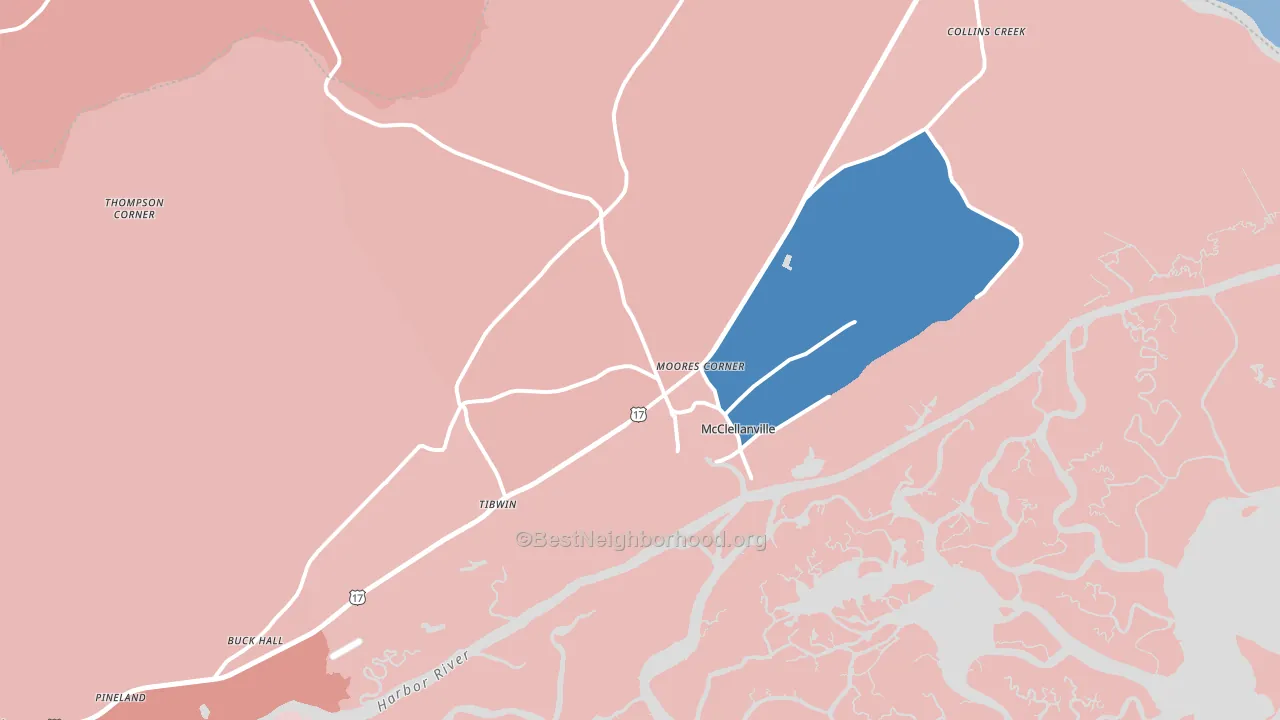 29458, SC block-group political-lean map