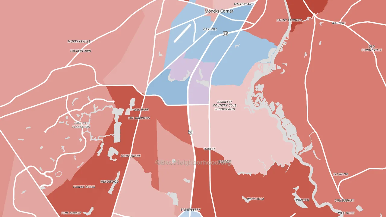 29461, SC block-group political-lean map