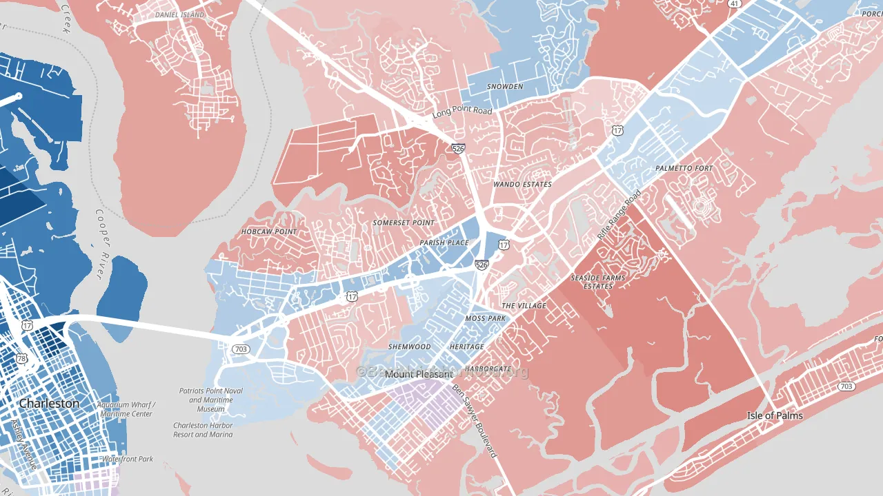29464, SC block-group political-lean map